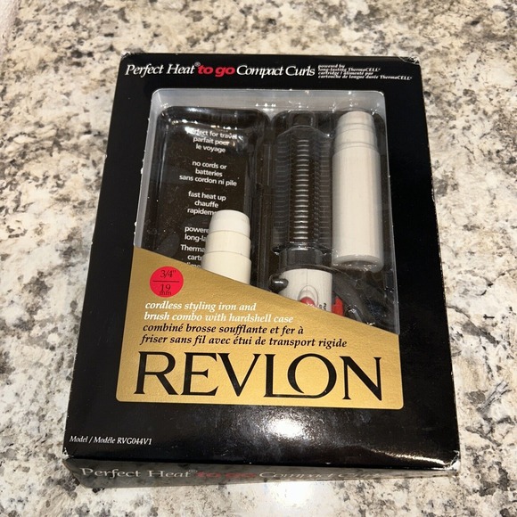 Revlon Perfect Heat To Oo Compact Curls Set 3/4" Thermocell Cordless Vintage‎ D3 - Picture 1 of 2